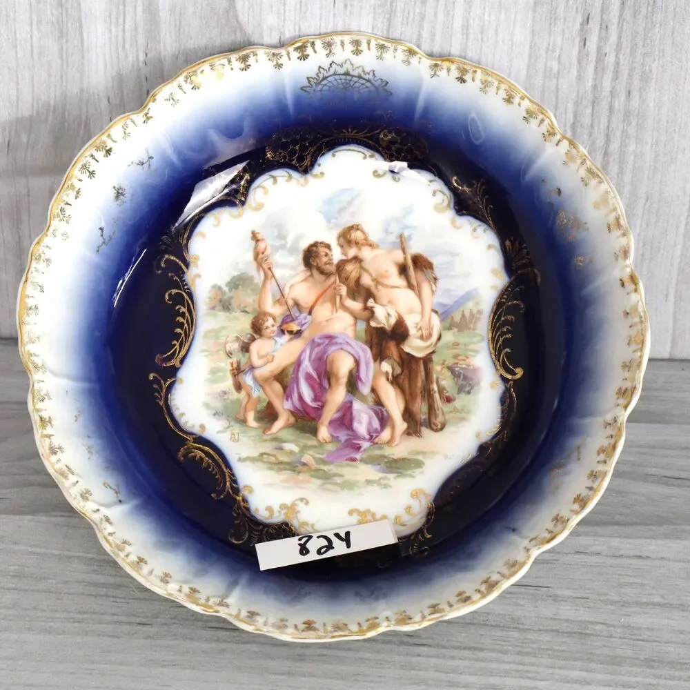 ROYAL BAVARIAN GERMANY PMB FLOW BLUE ZEUS & HERRA DECORATION 9